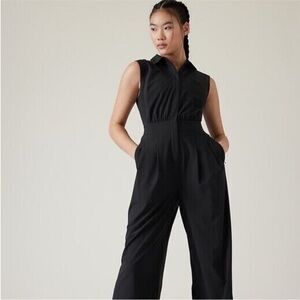 Athleta black Brooklyn wide leg jumpsuit size 10